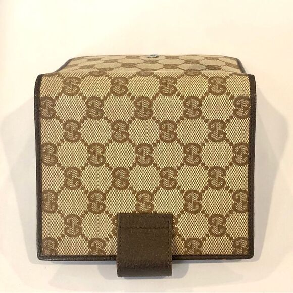 M GUCCI MONOGRAM Leather Canvas Agenda Binder Passport Holder Credit Card Wallet - Picture 7 of 17